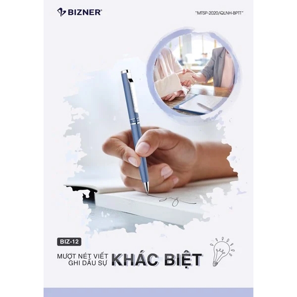 Bút Bi Cao Cấp Bizner BIZ-12 Mực Xanh - Cán Xanh Đậm