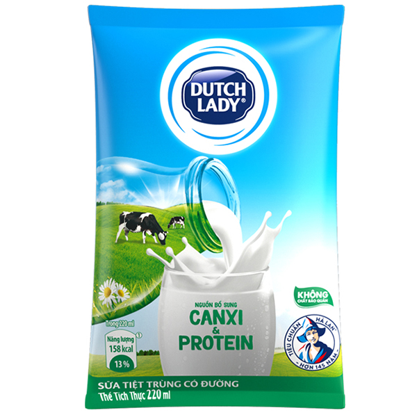 Thùng 48 Bịch Sữa Tiệt Trùng Dutch Lady Cô Gái Hà Lan Có Đường (48X220ml)