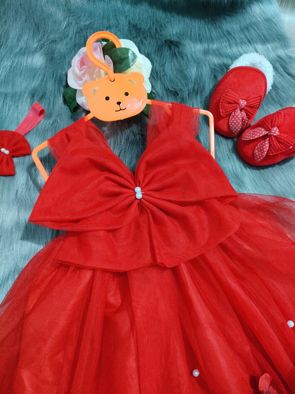 Đầm xoè công chúa dễ thương cho bé gái - Nơ phối hoa
