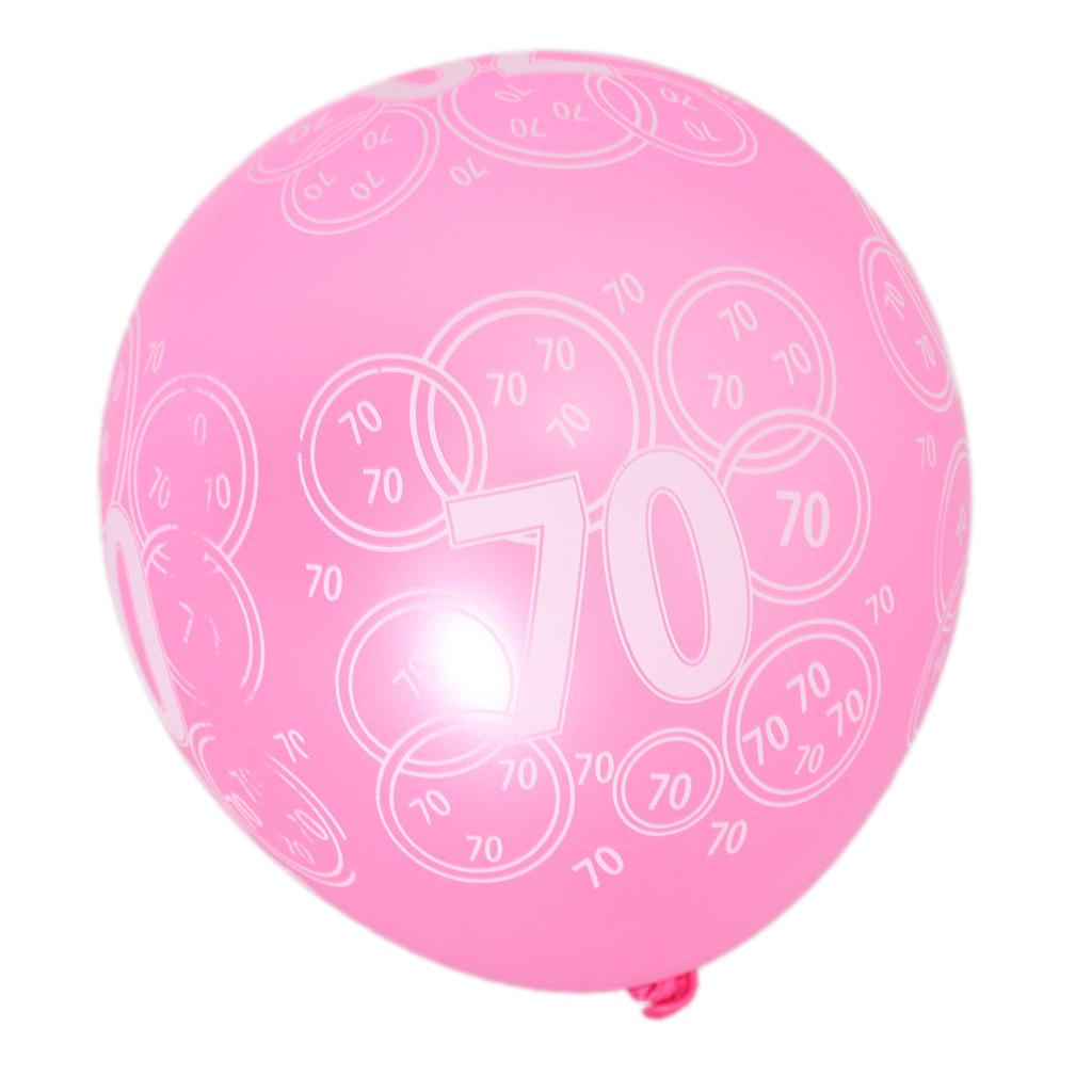 2x15 Pieces Birthday Anniversary Latex Balloon Decoration Age Number 70th Pink