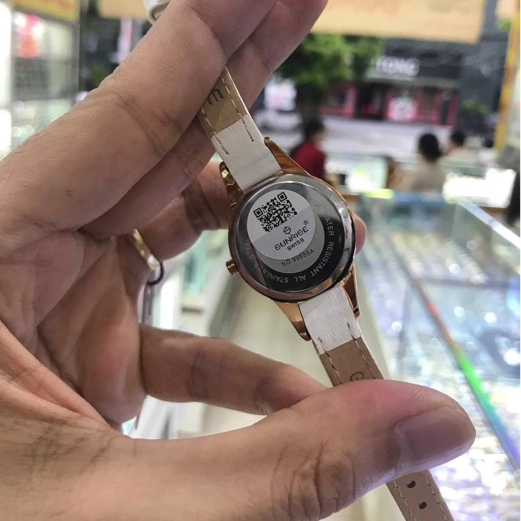 Đồng hồ nữ SUNRISE 9969PA dây da full hộp thẻ chính hãng, Kính Sapphire chống xước v