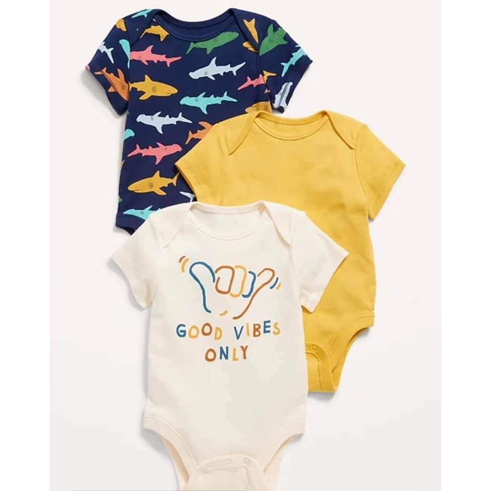 Set 4 bộ bodysuit cộc tay chất cotton xuất dư cho bé