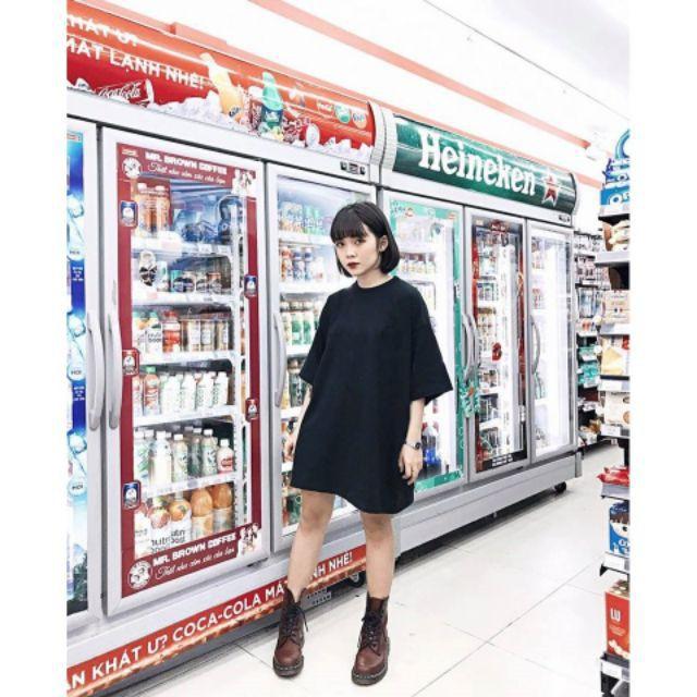 Áo thun trơn Oversize Basic Đen Unisex - Áo form rộng tay lỡ màu đen - Áo thun đen trơn tay ngắn