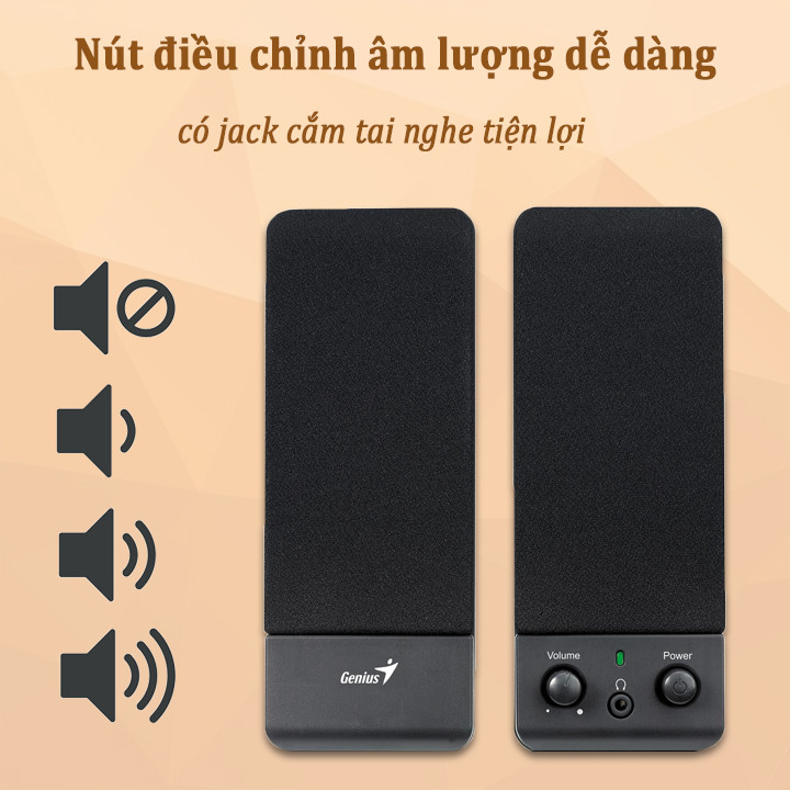 Loa vi tính 2.0 mini Genius SP-S110 – Âm thanh to rõ, sống động vượt trội (hàng nhập khẩu)