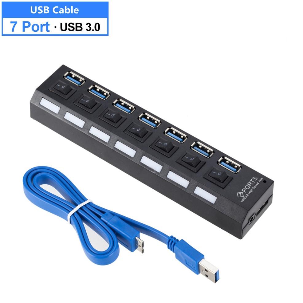 USB HUB 3.0 Multi USB Splitter 4/7 port USB Hab With Switch Power Adapter Mini Hub Splitter PC Laptop Cable Connector