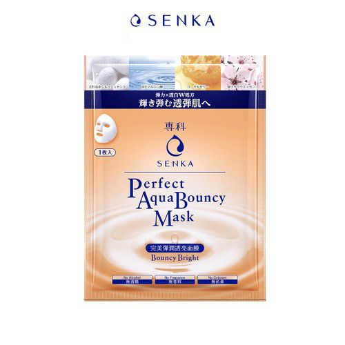 Mặt nạ Senka cấp ẩm dưỡng trắng và đàn hồi Perfect Aqua Bouncy Mask Bouncy Bright 23g