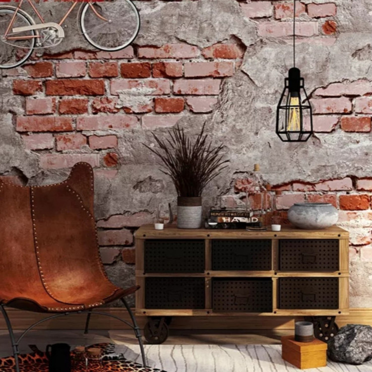 Cuộn 5m Decal Giấy Dán Tường GIẢ GẠCH CHƯA TÔ
