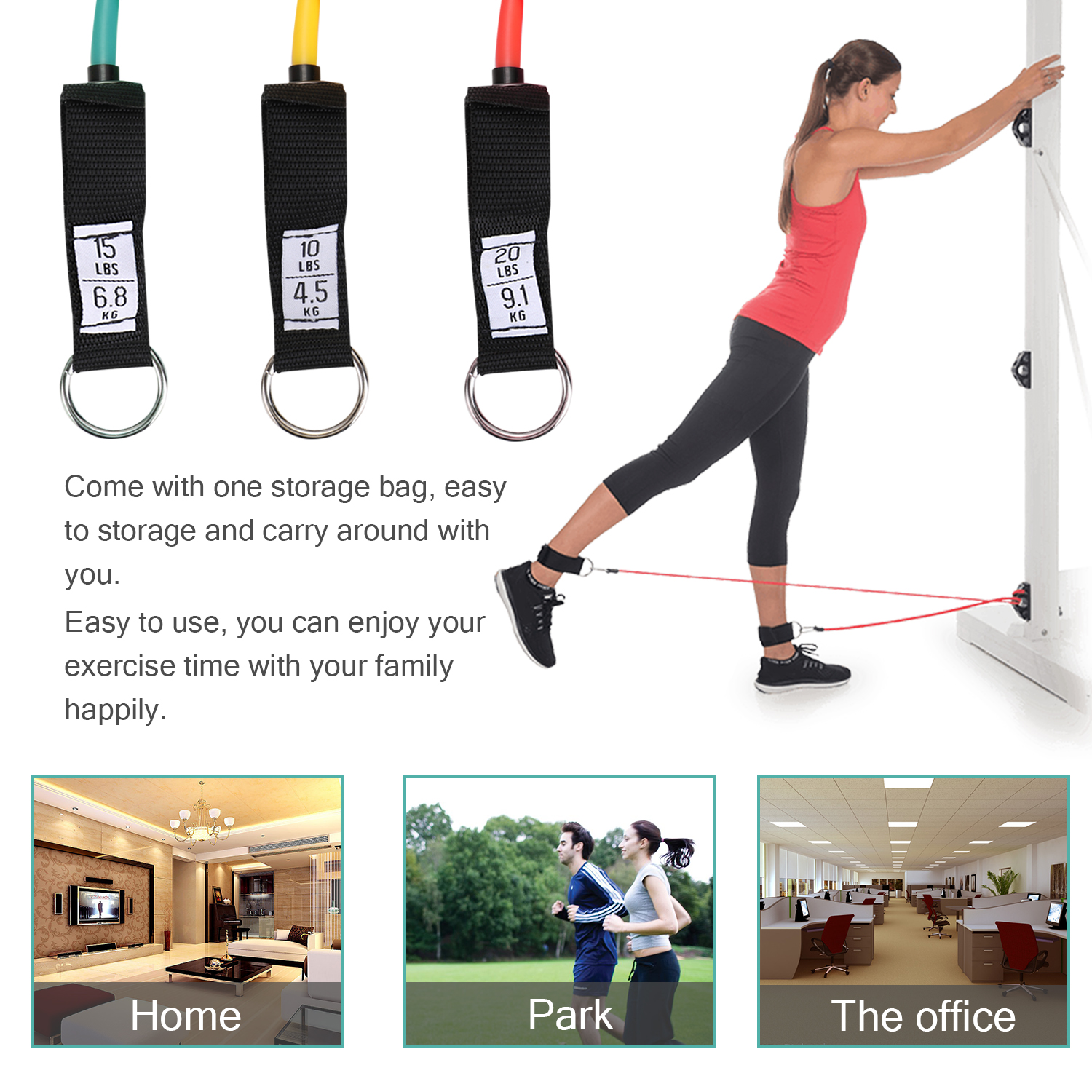Bộ Dây đai tập luyện sức mạnh cơ bắp với dây kháng lực Fitness Puller