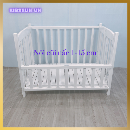 Giường Cũi - Nôi Cũi Cho Bé Từ Sơ Sinh Đến 4-5 Tuổi - Chất Liệu Gỗ Quế Màu Trắng - Kích Thước 80x130x86