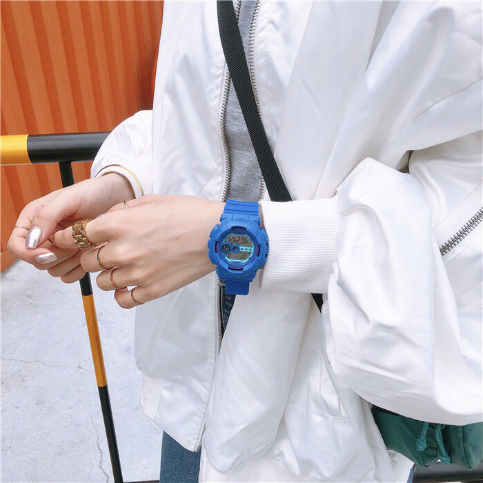 Đồng hồ điện tử thời trang nam nữ Sh1,mặt tròn dây silicon nhiều màu,có ngày tháng,báo thức và đèn