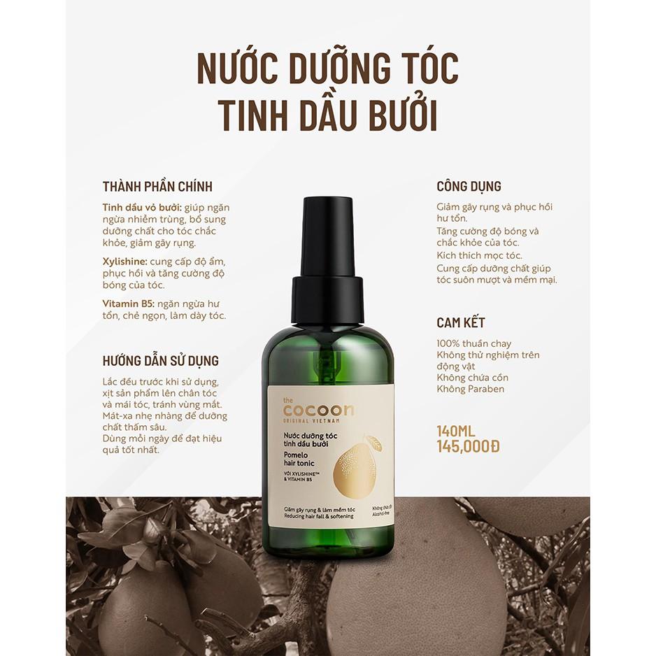 Nước dưỡng tóc tinh dầu bưởi Cocoon Pomelo hair tonic 140ml giúp giảm gãy rụng tóc