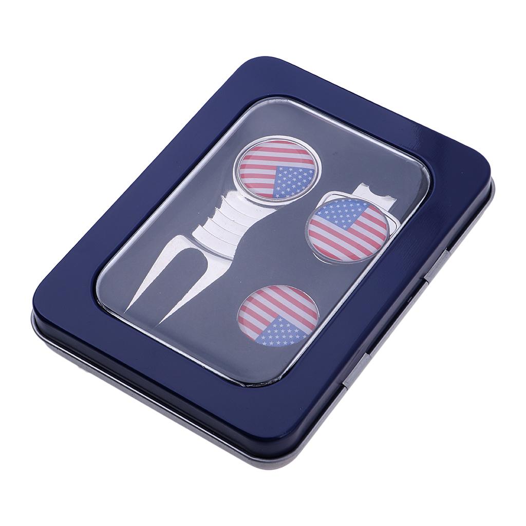 Portable Alloy Golf Divot Repair Switchblade Tool Pitch Groove Cleaner & Golf Club Ball Marker & Hat Clip Golf Training Accessories