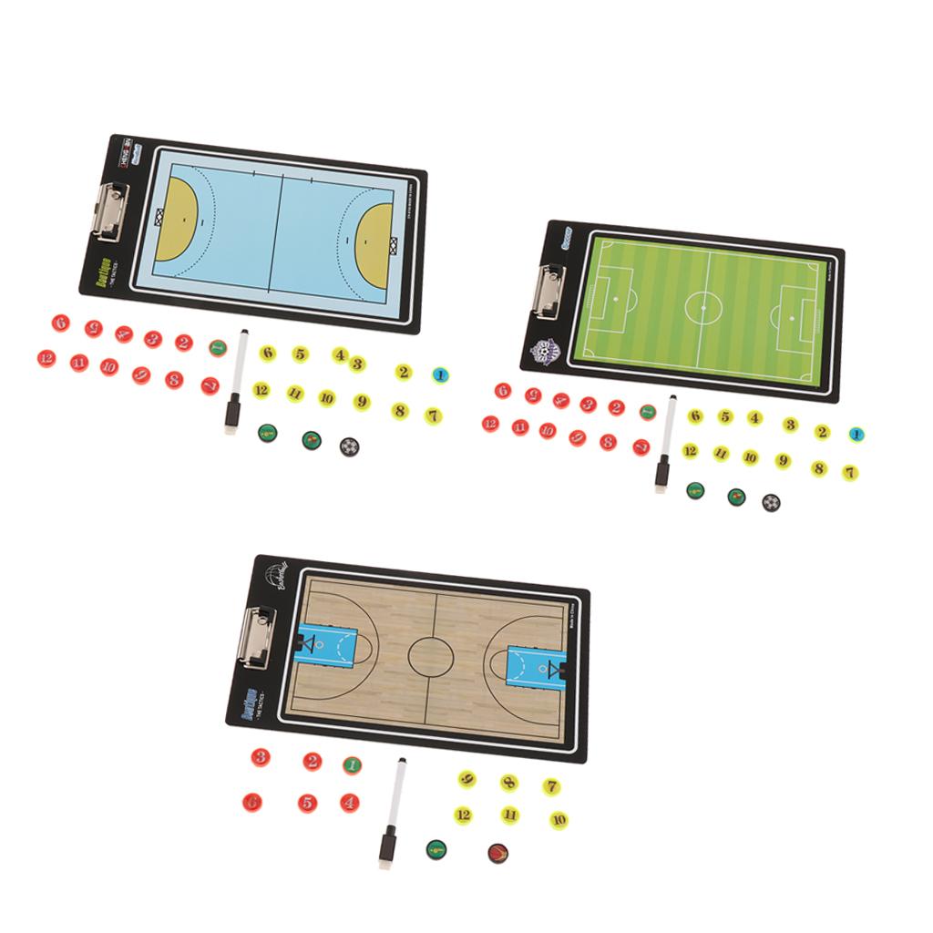 Double Sided Coaching Board Portable Althetic Game Training Strategy Clip Boards Include Marker Pen & Chess
