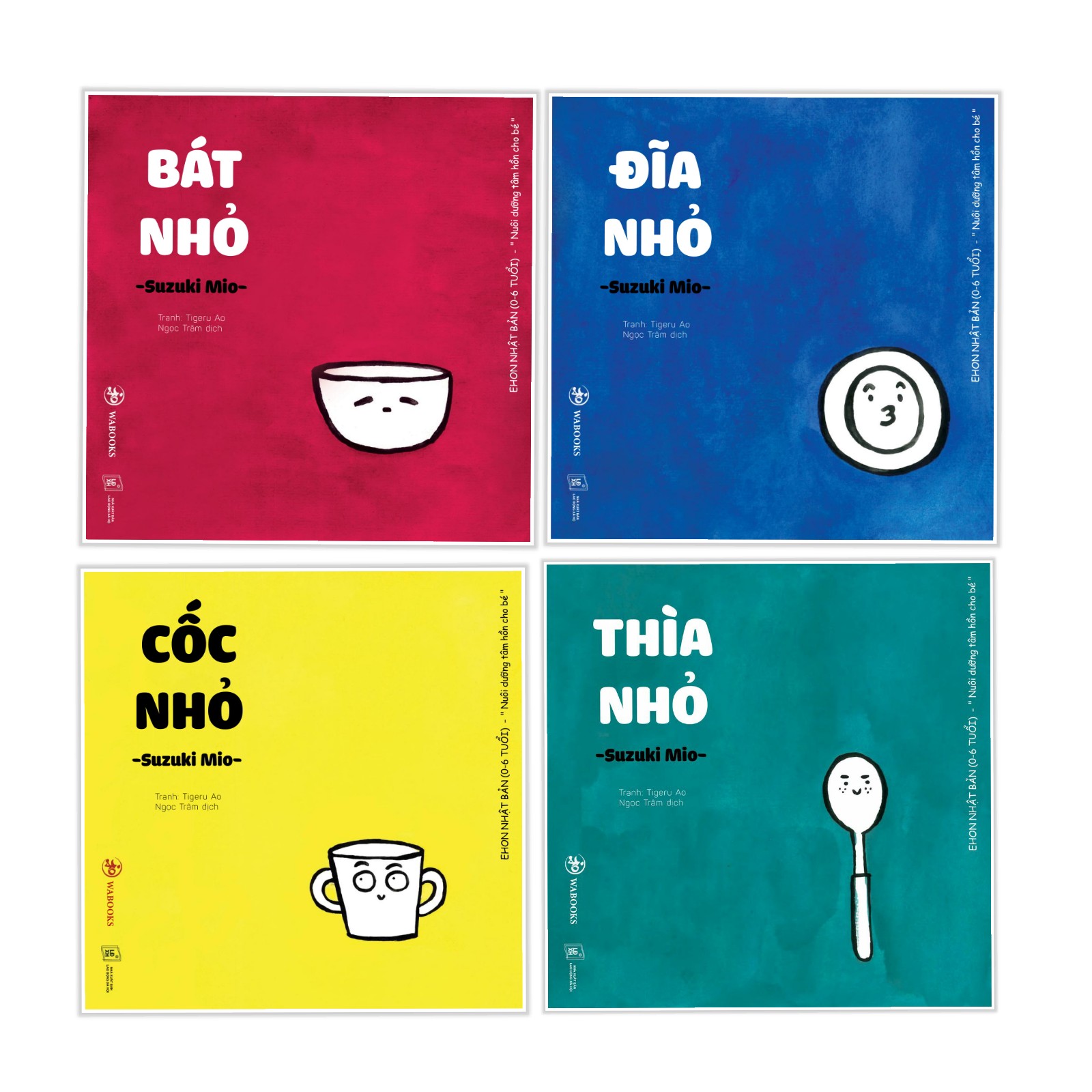 Combo Ehon Nhật Bản Đồ Vật Quanh Bé Bát Nhỏ Cốc Nhỏ Đĩa Nhỏ Thìa Nhỏ Bộ 4 Cuốn Phát Triển Trí Tuệ 0 - 4 Tuổi Tặng Kèm Bookmark Happy Life
