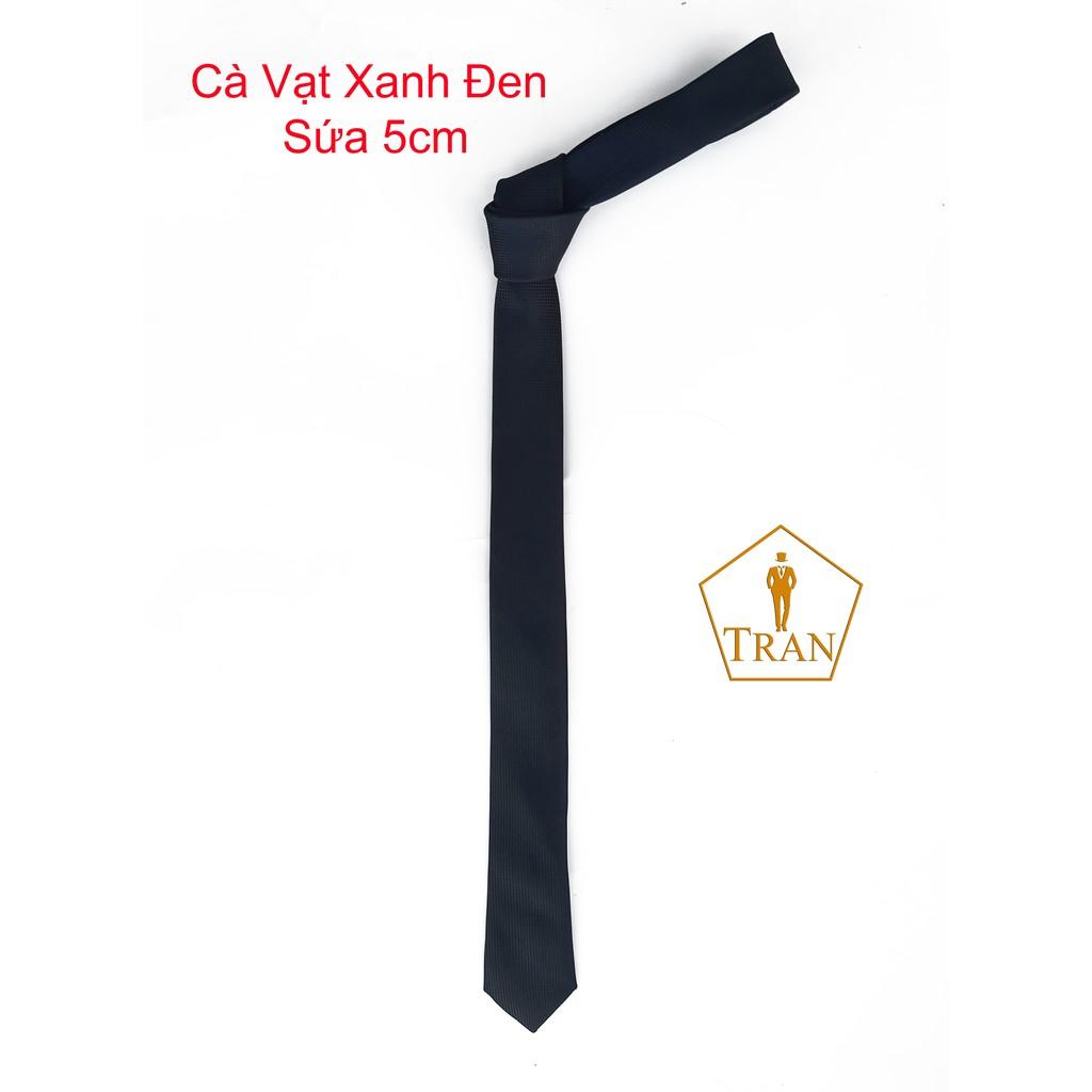 Cà Vạt, Caravat Xanh, Xanh Đen Nam Cao Cấp 5, 8cm Tự Thắt, Thắt Sẵn