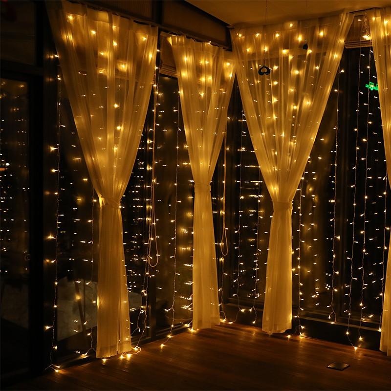 Bộ đèn rèm bóng led 8 chế độ nháy mành rộng 3 mét x cao 3 mét cắm điện trang trí nhà cửa, tiệc cưới