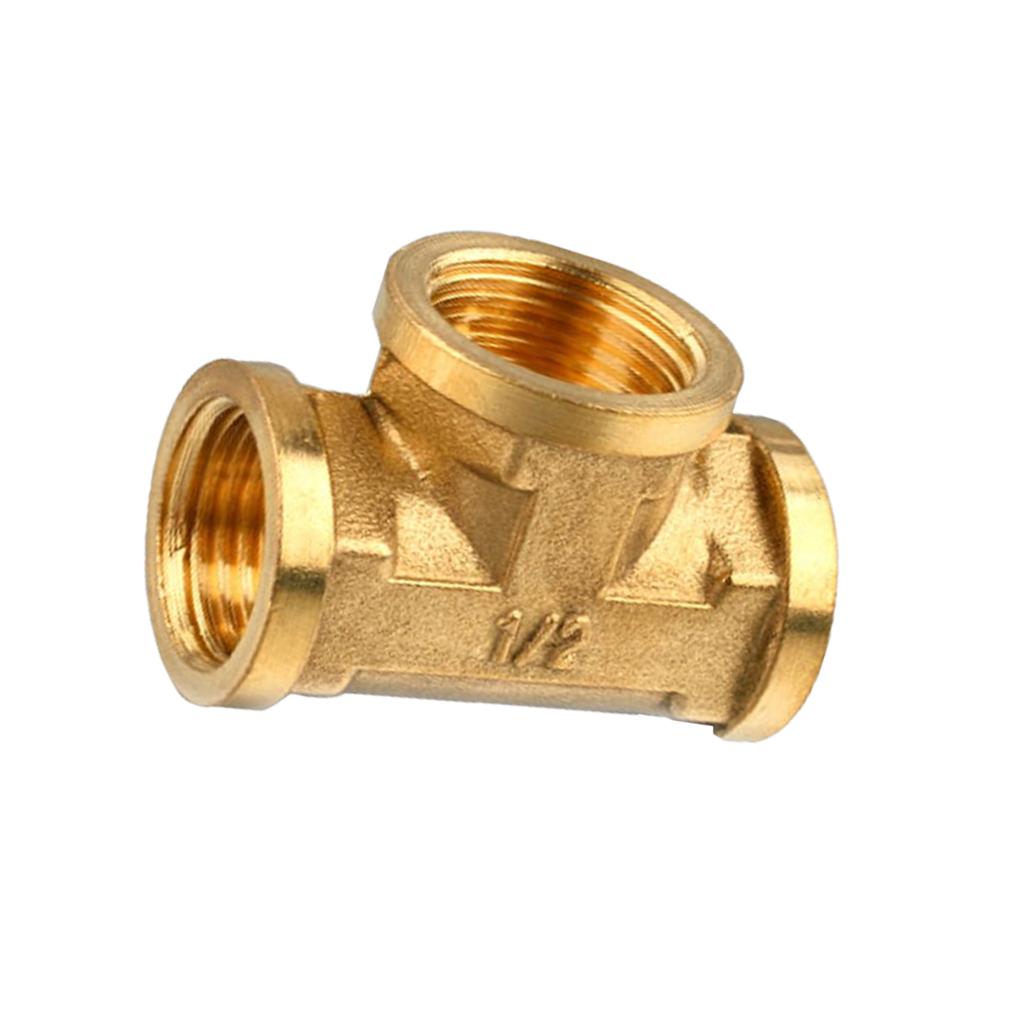 1/2'' // 3 Way Brass Female Tee Fitting Pipe Connector T-Junction - Thickened Wall - High and Low Temperature Resistant