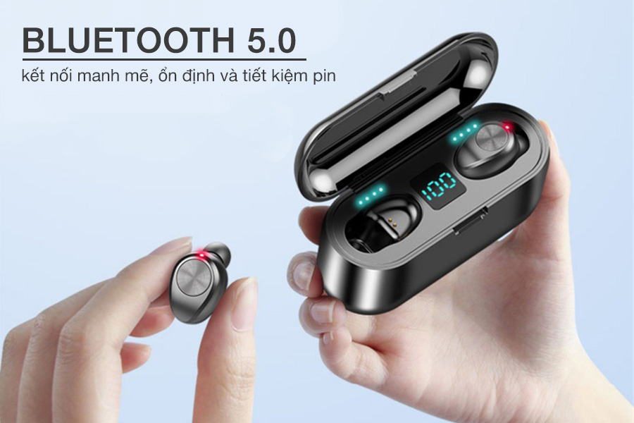 Tai Nghe Không Dây Bluetooth TWS 5.0 F9 Bản Quốc Tế - Tai Nghe Nhét Tai, Âm Thanh Chất Lượng, Có Đèn Led Báo Pin, Phù Hợp Với Mọi Smartphone, Ipad - Hàng Nhập Khẩu