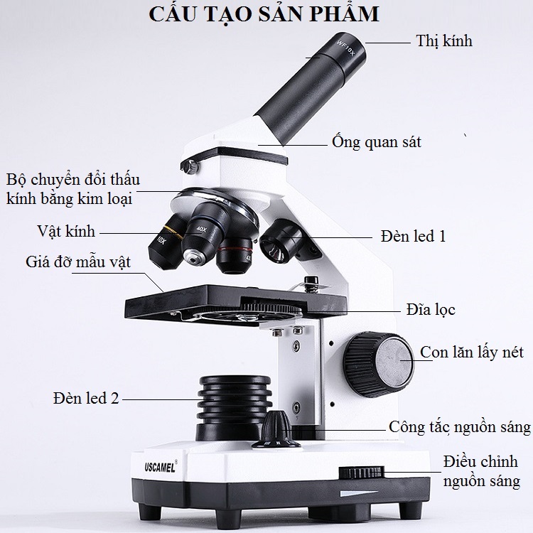 Kính hiển vi sinh học kỹ thuật số một mắt phóng đại 1600X công nghệ cao, hiện đại dùng trong y học - nghiên cứu đa năng
