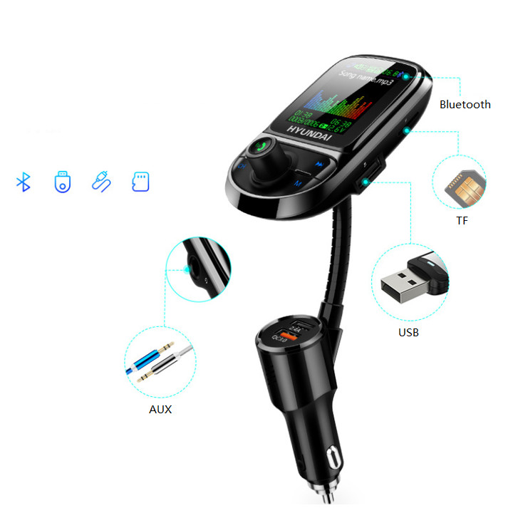 Tẩu nghe nhạc bluetooth cao cấp thương hiệu Hyundai C85 - Sạc Nhanh QC 3.0 - Xoay 360 độ - Bluetooth 5.0 - Hàng Nhập Khẩu