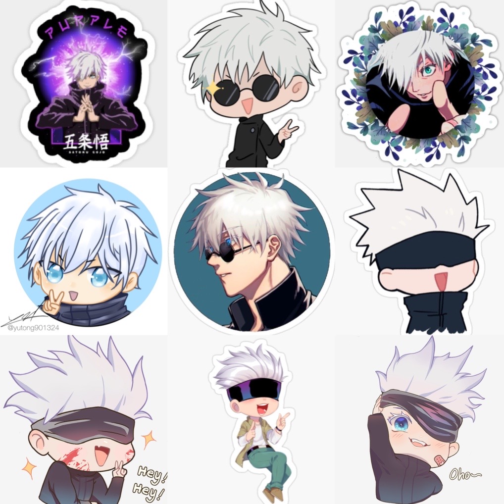 Sticker JuJutsu Kaisen Gojou Satoru Tapestry 30-60 cái ép lụa khác nhau/Hình dán Gojou Satoru