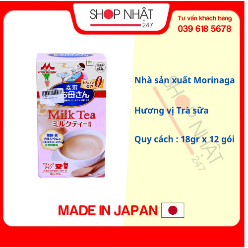 Sữa Bầu Morinaga Nội Địa Vị Trà Sữa (12 Gói x 18g)