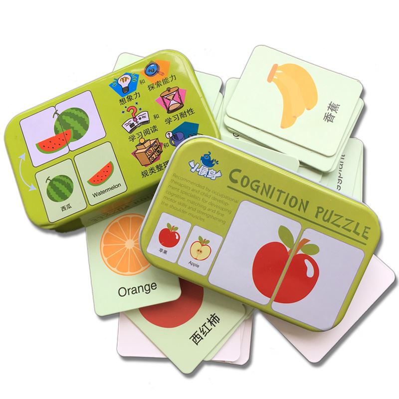 Hộp Thẻ Flashcards Ghép Hình Nhận Thức Cho Bé Học Tiếng Anh Chủ Đề Hoa Quả(Hộp Xanh Lá)