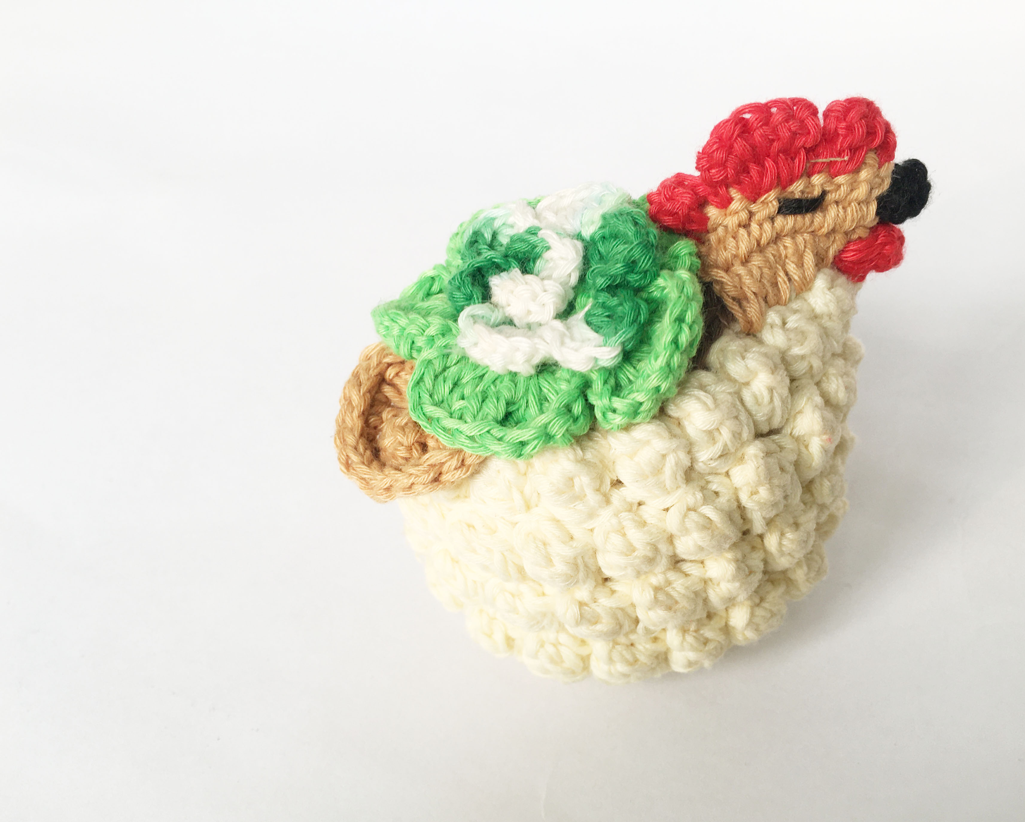 Chú gà và sen đá đan móc len handmade nhiều màu  - Quà tặng handmade trang trí thủ công
