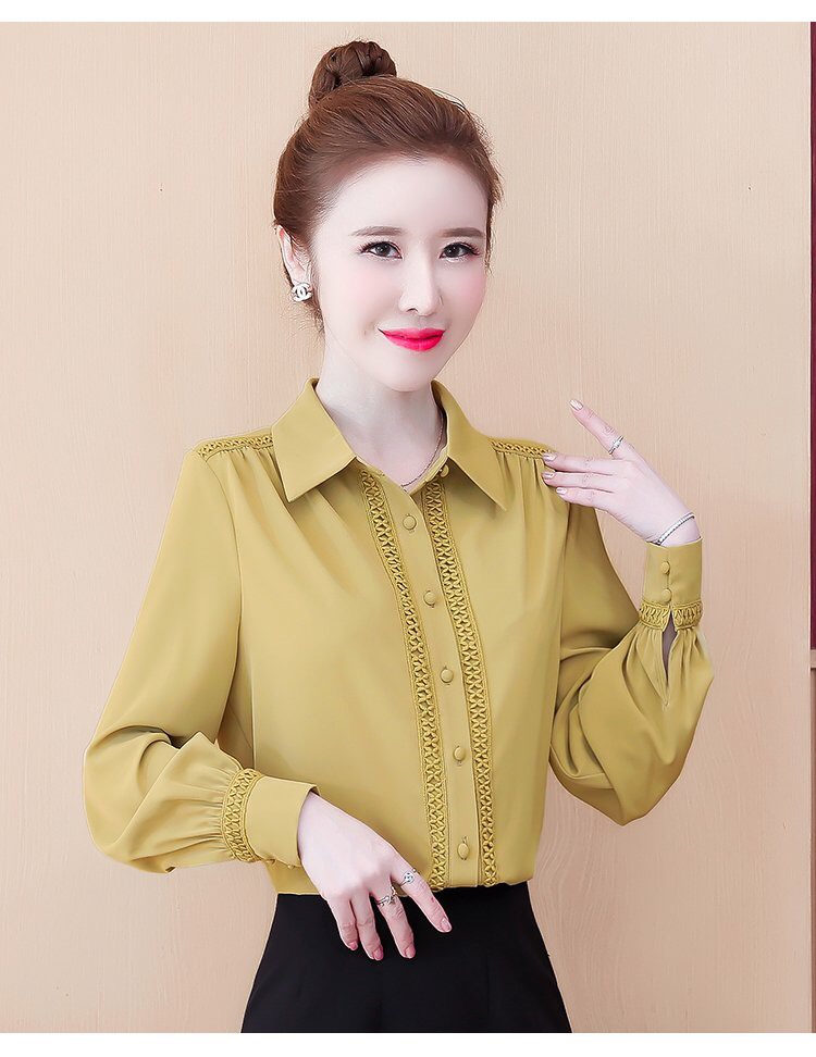Áo sơ mi nữ phối ren cách diệu - NH449