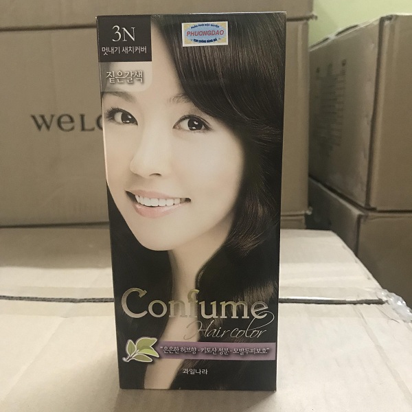 Nhuộm thảo dược phủ bạc thời trang màu nâu đen (Hàn Quốc) Welcos confume hair color 3N 2 x 60g