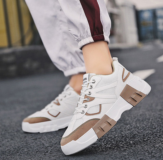 Giày Sneakers Nam Trắng chấm Nâu, Đen. Đế chống trơn trượt, miếng lót êm chân