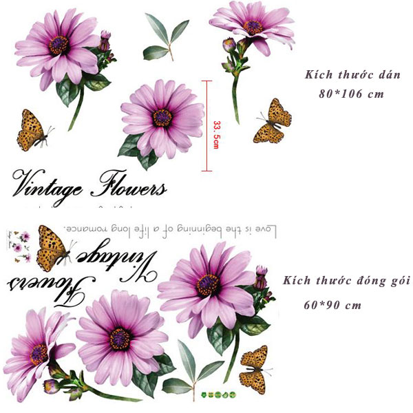 Hình ảnh Decal dán tường Vintage Flowers SK9231