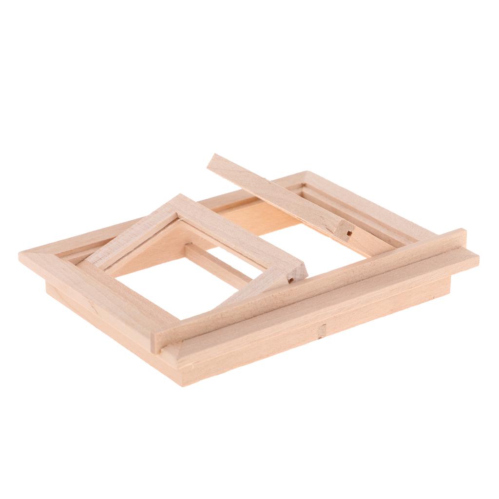 Handmade 1/12 Quy Mô Rỗng Màn Hình Đôi & 2-Ngăn Ô Cửa Sổ Cho Búp Bê Nhà Phòng Vườn Sân Trang Trí