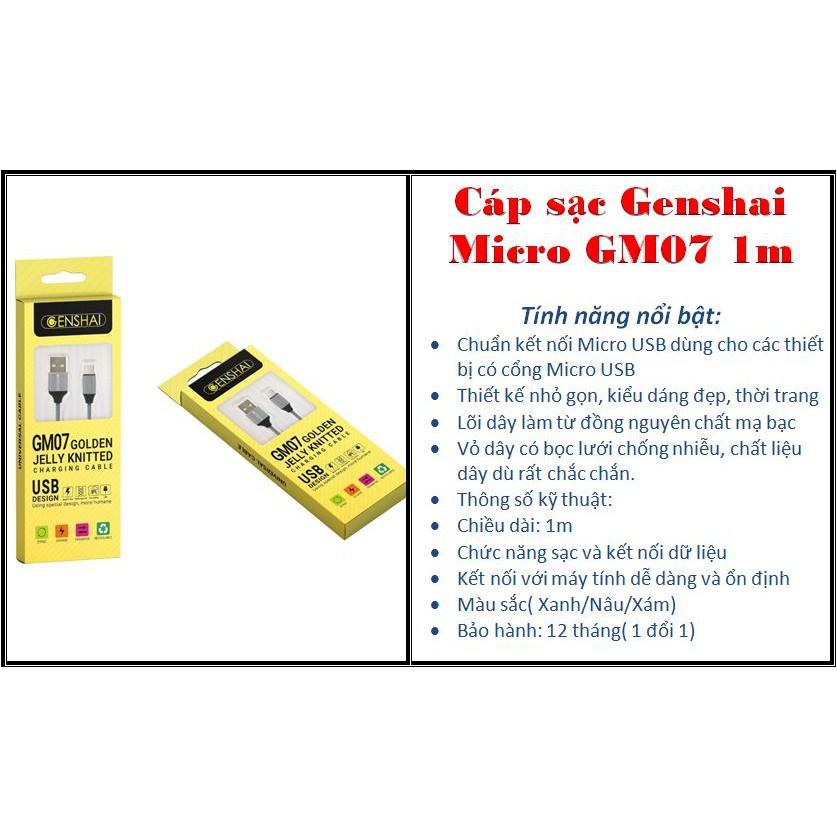 Cáp sạc Genshai Micro GM07 1m - Hàng Chính Hãng