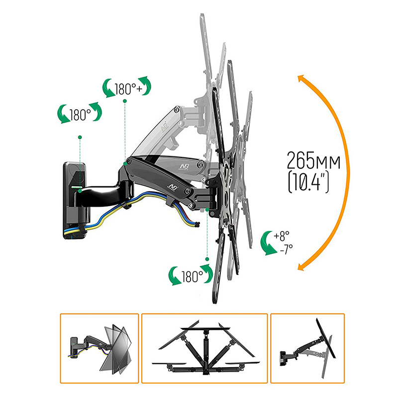 Giá Treo Tivi Góc Xoay Đa Hướng Nhập Khẩu Tay Dài North Bayou F500 (50-60 inch)