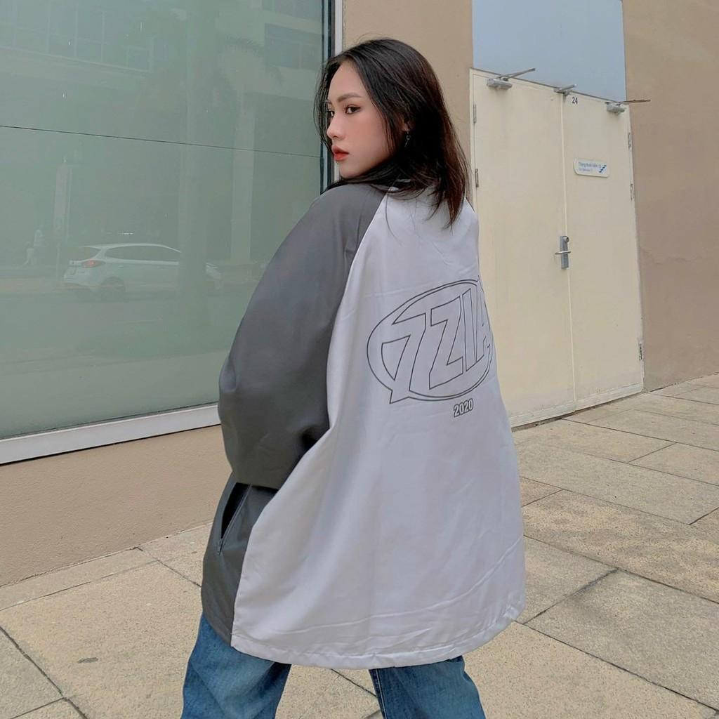 Áo khoác dù 2 lớp, thêu chữ kiểu dáng Bomber unisex nam nữ mặc được