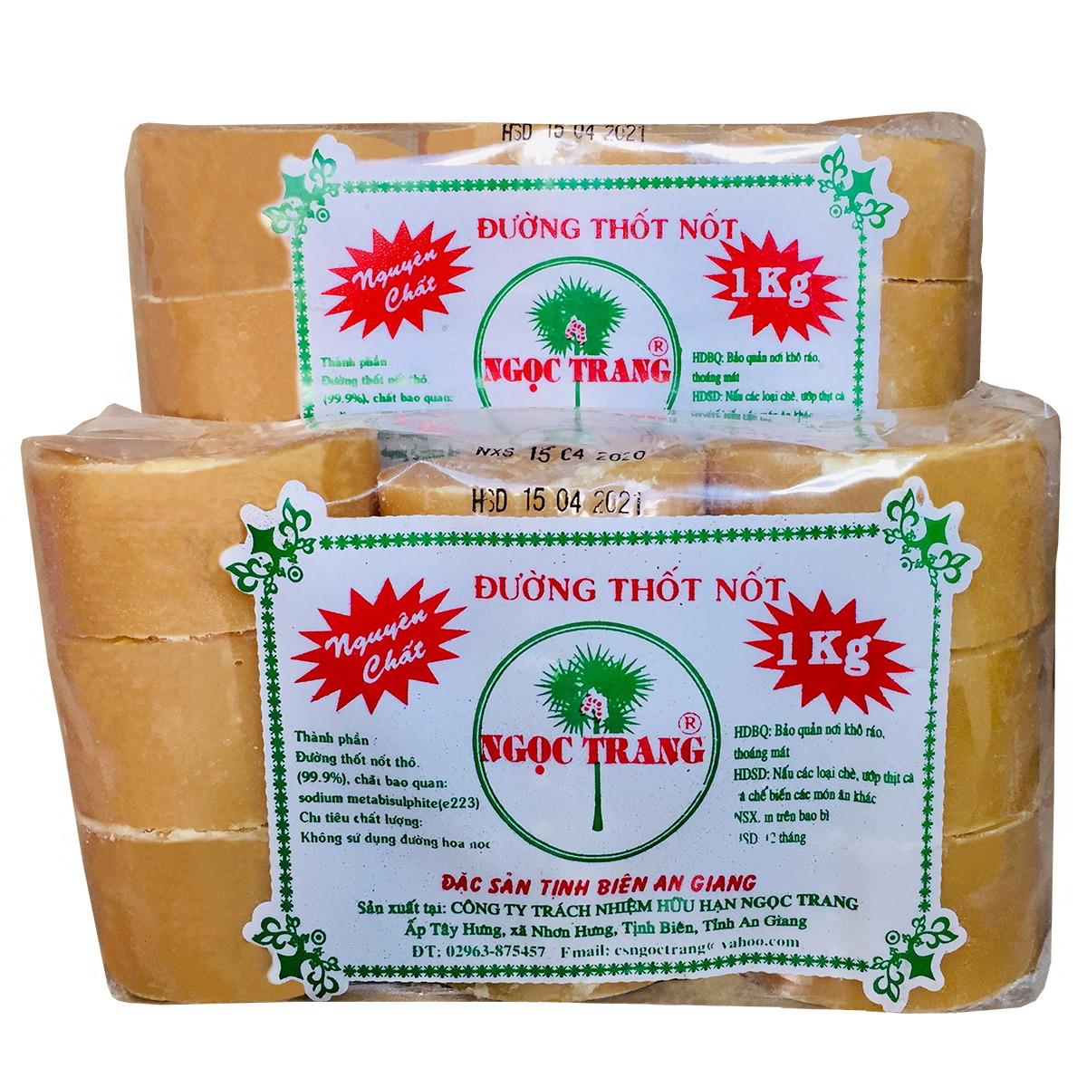 Combo 2KG Đường Thốt Nốt Ngọc Trang - 9 viên lớn (2 bịch x 1KG) - Siêu thơm ngon, giữ được mùi thốt nốt đặc trưng, an lành - tốt cho sức khỏe có thể thay thế đường tinh luyện trong nấu ăn hằng ngày