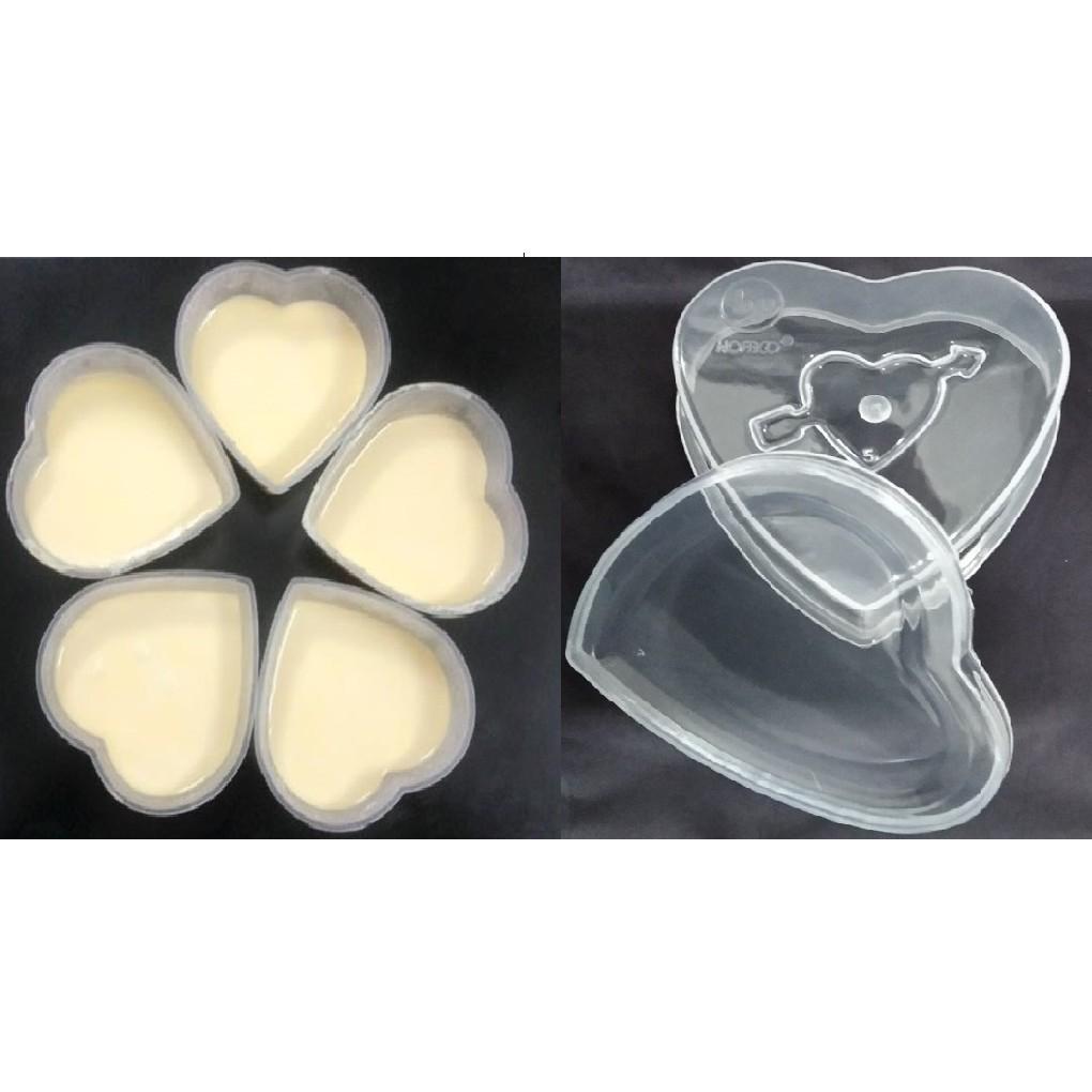 Bộ 10 hộp nhựa bánh flan hình tim cao cấp, an toàn, bền đẹp