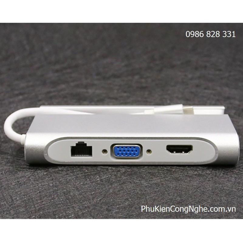 Cáp USB Type-C to HDMI / VGA / Lan + USB 3.0 All in One