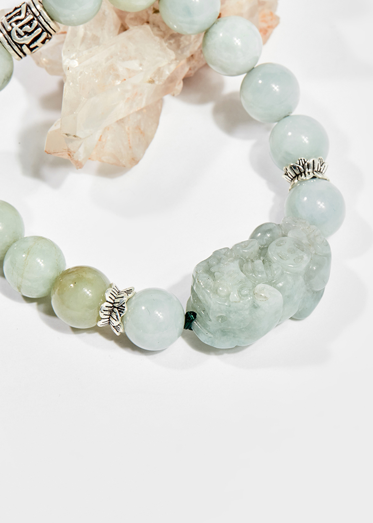 Vòng tay phong thủy đá cẩm thạch phỉ thúy charm tỳ hưu 10mm mệnh hỏa , mộc - Ngọc Quý Gemstones