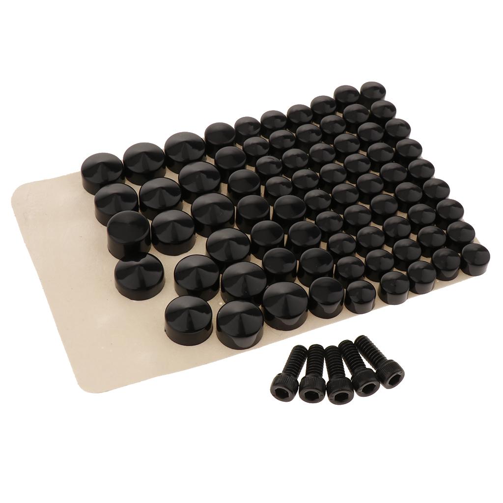 80pcs Motorcycle Black ABS Bolt Toppers Caps Covers for  FLT/FLH