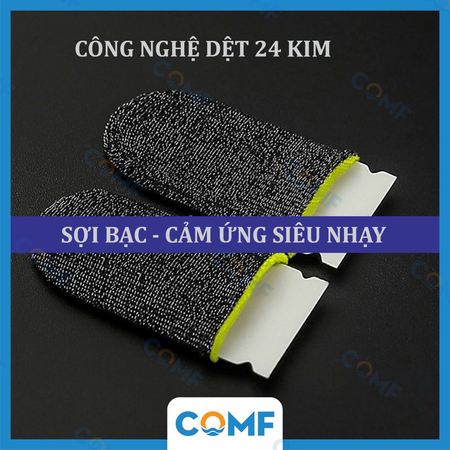 Găng Tay Chơi Game Trên Điện Thoại COMF Sợi Bạc Công Nghệ Dệt 24 Kim - Hàng Chính Hãng