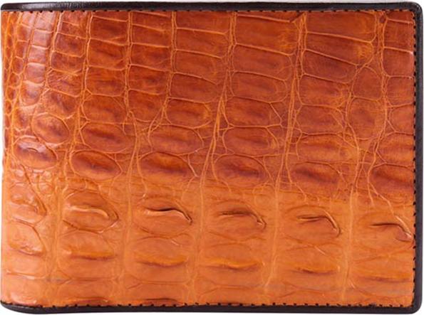 Ví Nam Da Cá Sấu Gai Lưng Huy Hoàng HT2212 (12.5 x 10 cm) - Vàng