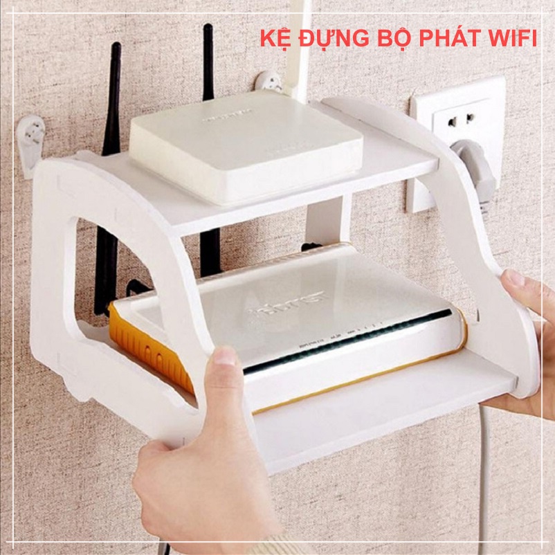 Kệ Gắn Tường Đựng Bộ Phát Wifi, Router Wifi, Set Top Box Tivi 2 Tầng Tiện Lợi - Chính hãng