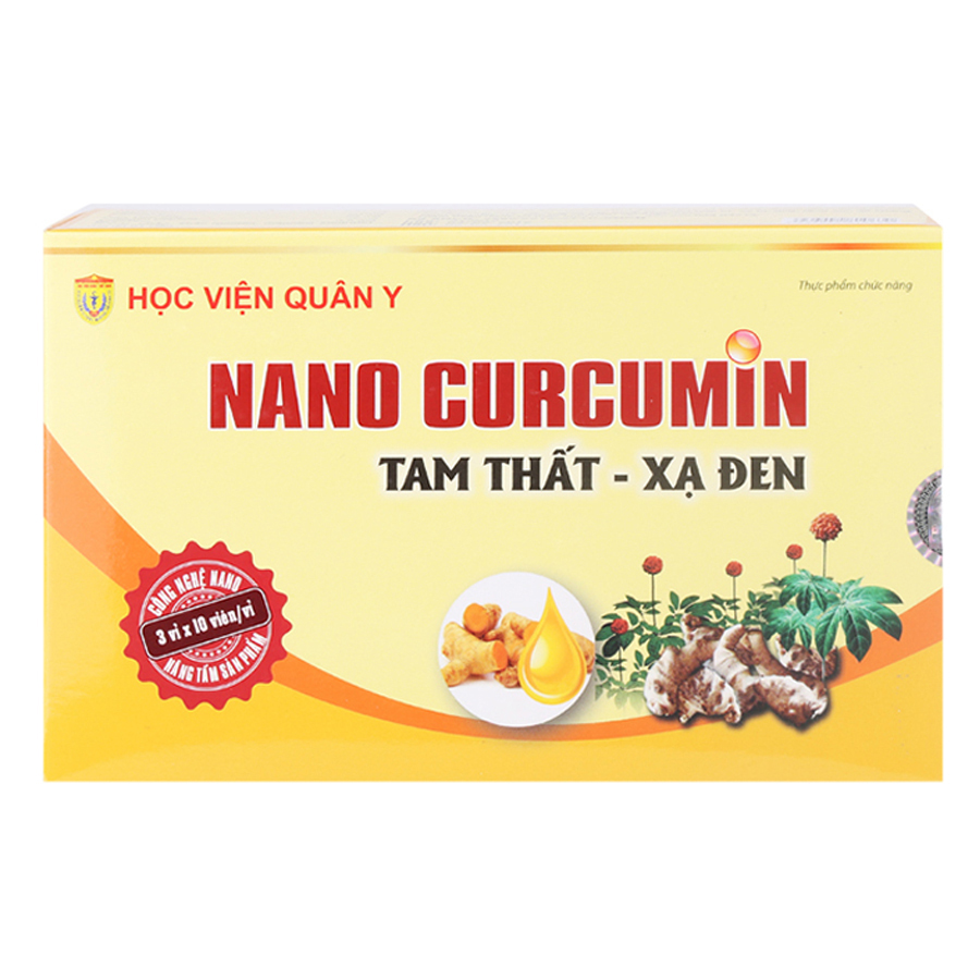 Bộ 5 Hộp Thực Phẩm Chức Năng Nanocurcumin Tam Thất Xạ Đen Học Viện Quân Y (30 Viên / Hộp)