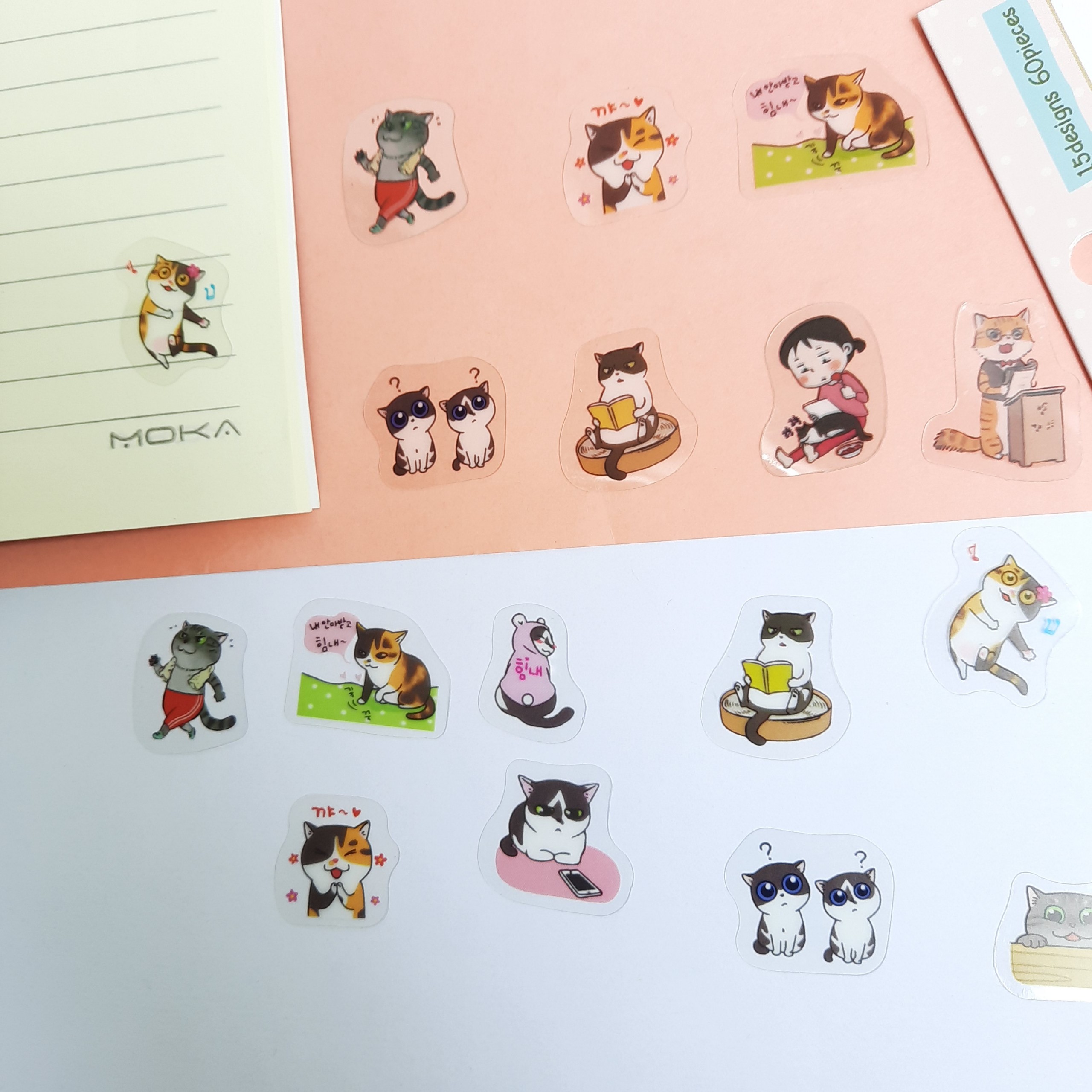 Combo 2 Bộ 60 Sticker Hình Dán Mini Bốn Con Mèo