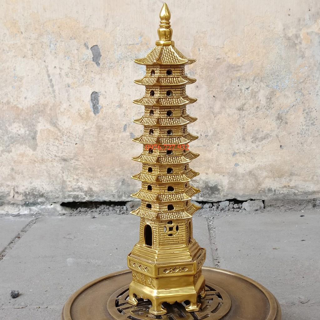 Tháp văn xương bằng đồng 9 tầng cao 30cm, tháp văn xương phong thủy bằng đồng