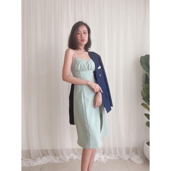 Đầm hai dây nhún ngực TIỂU DESIGN