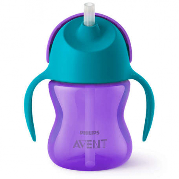 Bình tập uống có ống hút silicon mềm 200ml Philips Avent 796.00 - màu tím