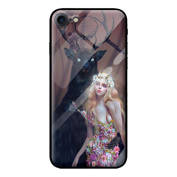 Ốp kính cho Iphone 8 mẫu hươu 2 - Hàng chính hãng